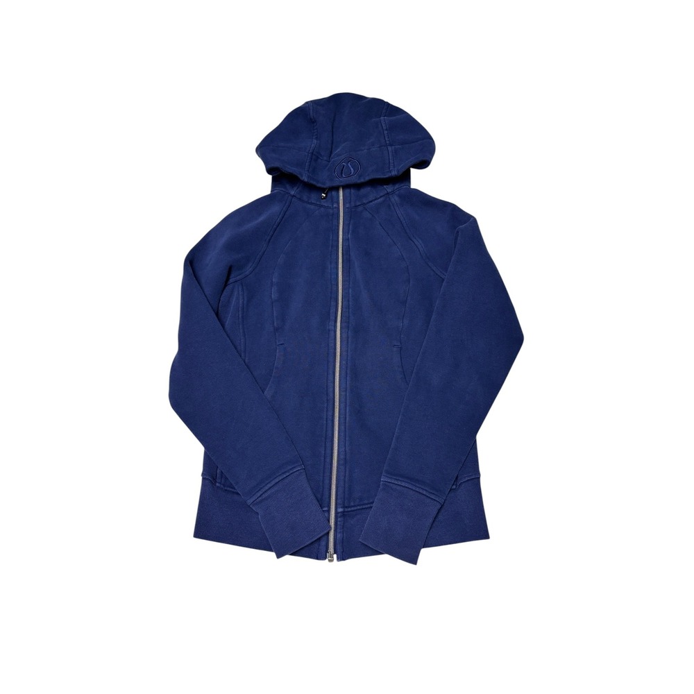 Lululemon Scuba Full Zip Hoodie Navy Blue Womens Size 4 Thumbholes Fleece Jacket